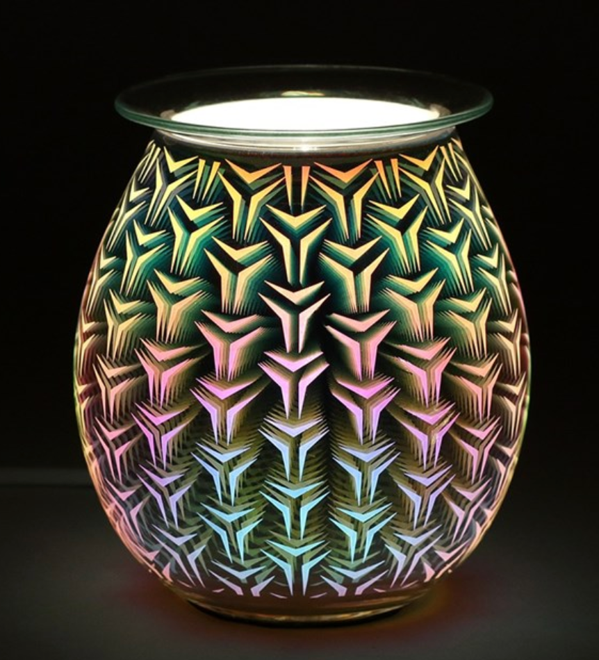 WAX MELT WARMER Electric: Silver Mosaic Crackle Glass Electric,  UK