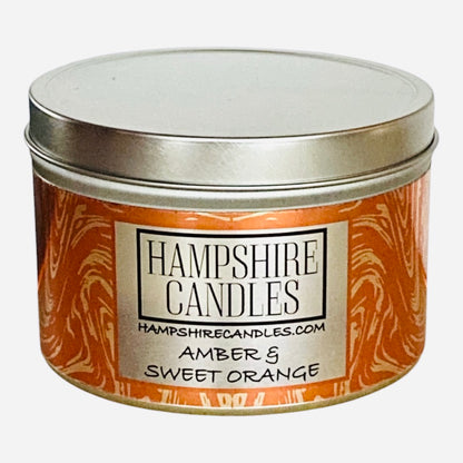 Amber and Sweet Orange Tin Candle (Pack of Four)