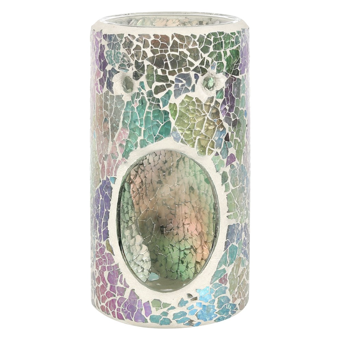 Tall Iridescent Blue Crackle Wax Melter