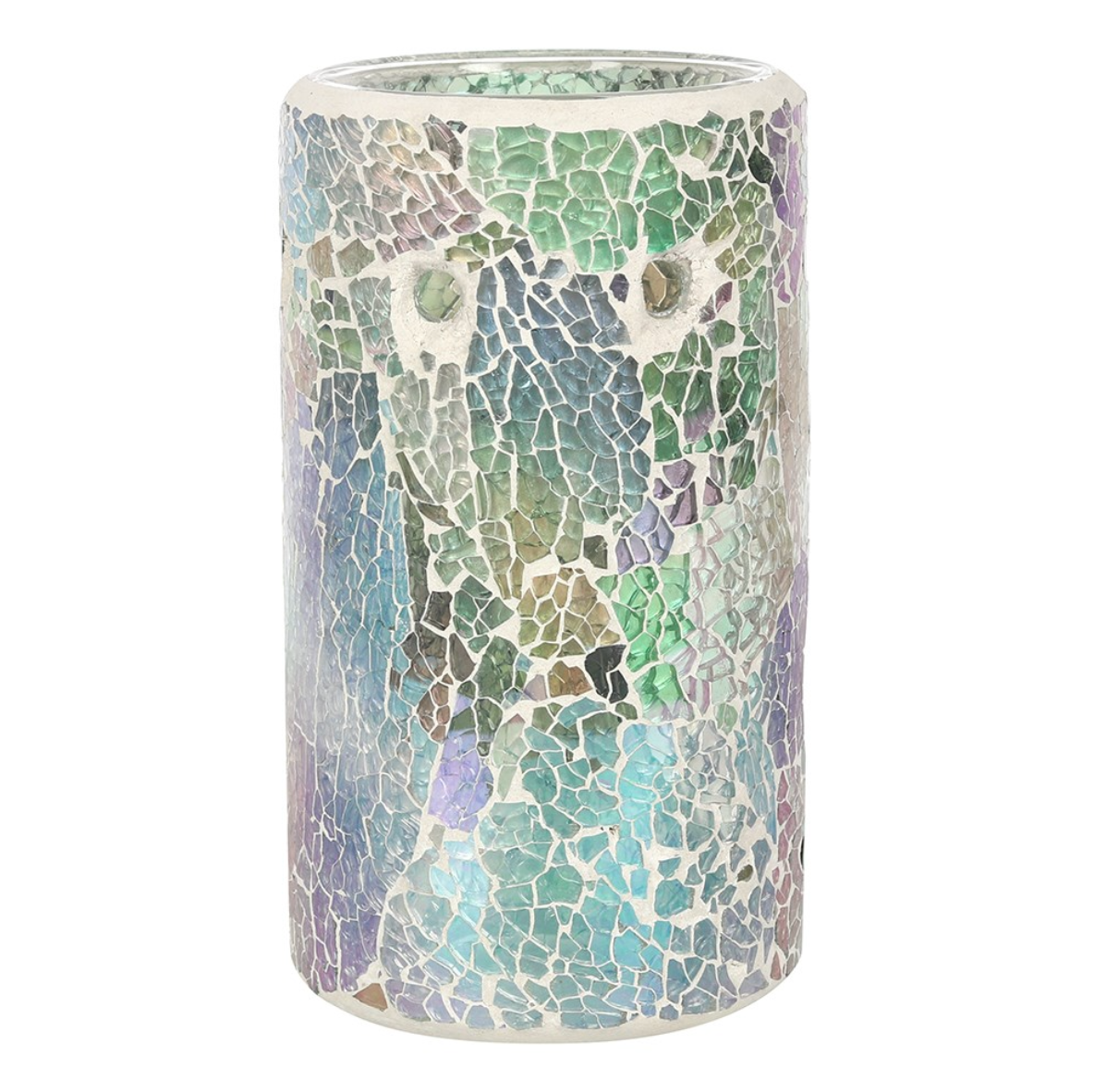 Tall Iridescent Blue Crackle Wax Melter