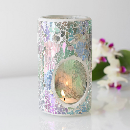 Tall Iridescent Blue Crackle Wax Melter